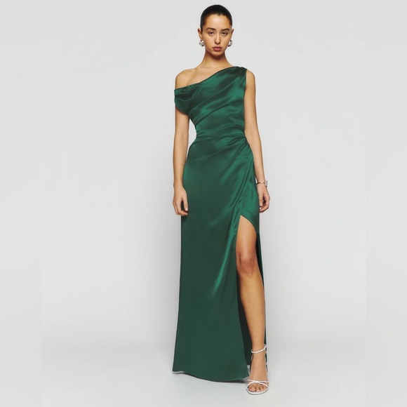 Reformation Dresses & Skirts - Reformation 100% Silk Poema Silk Long Maxi Dress in Emerald Green